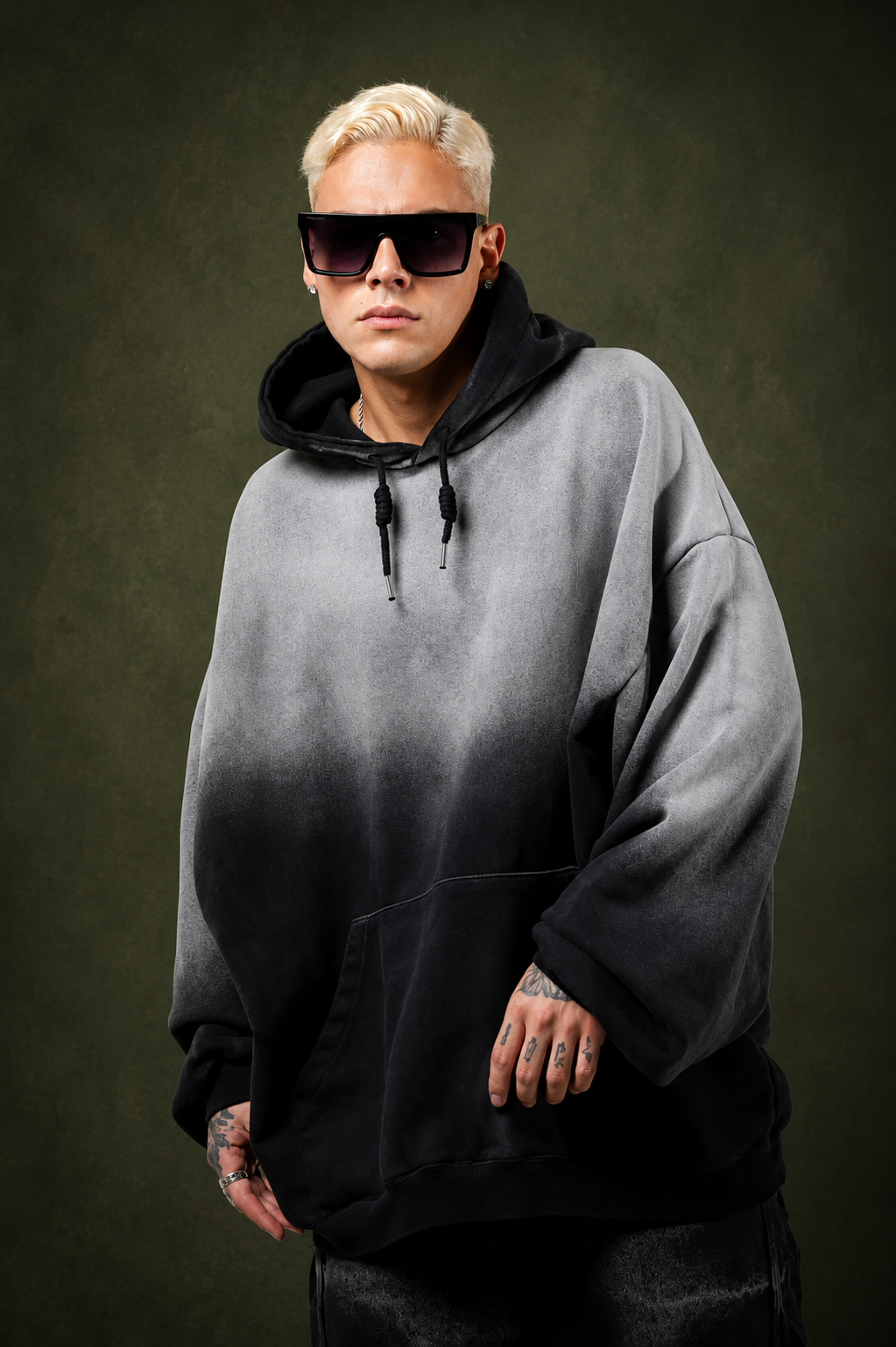 Hoodie Oversize Gris Desvanecido
