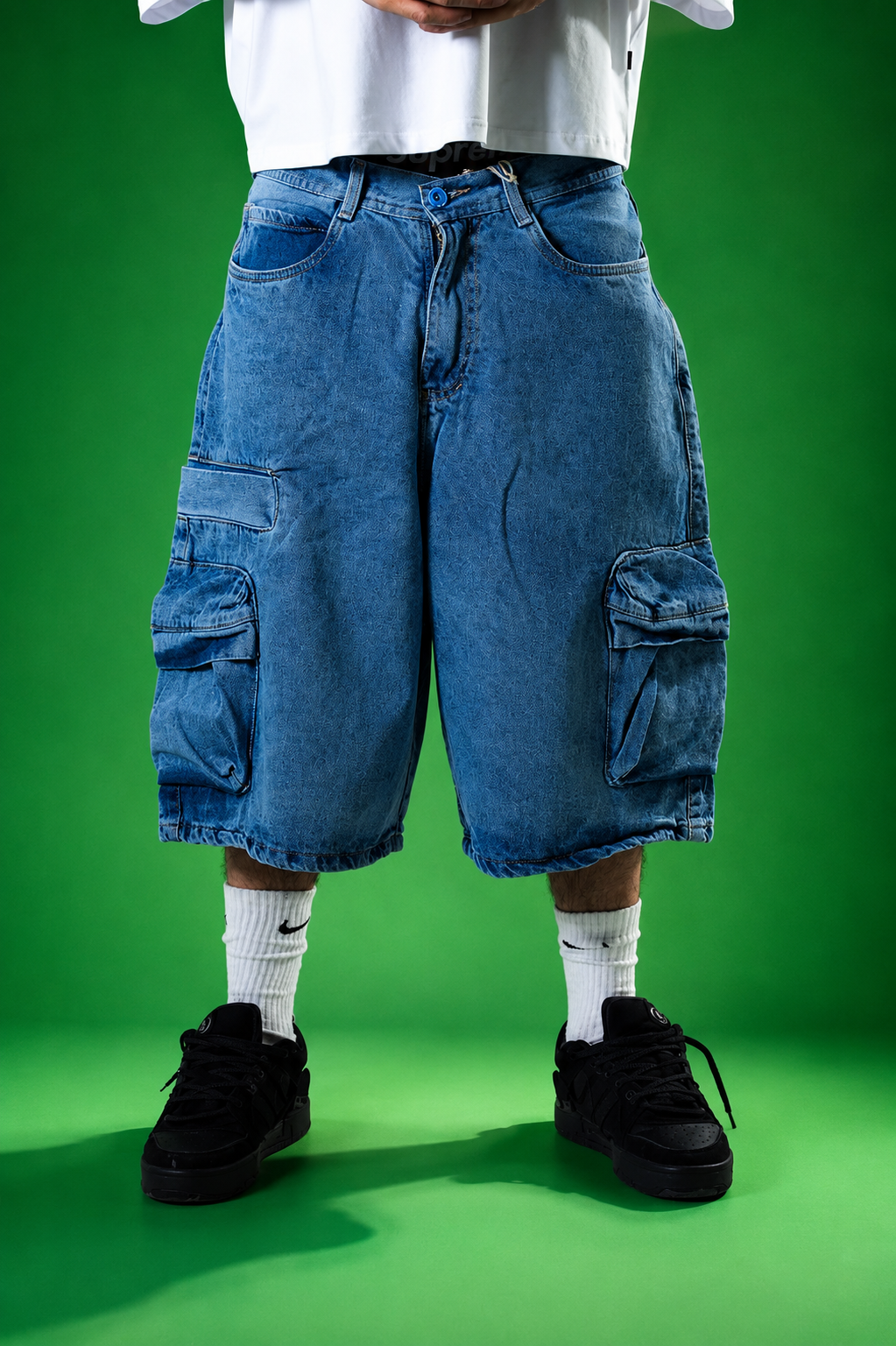Jorts Color Azul Cargo Oversize
